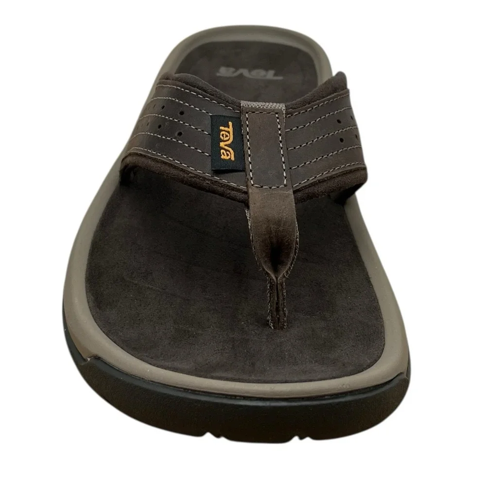 Teva Langdon Men's Leather Thong Flip Flop Sandals Size 9 Brown Casual Comfort